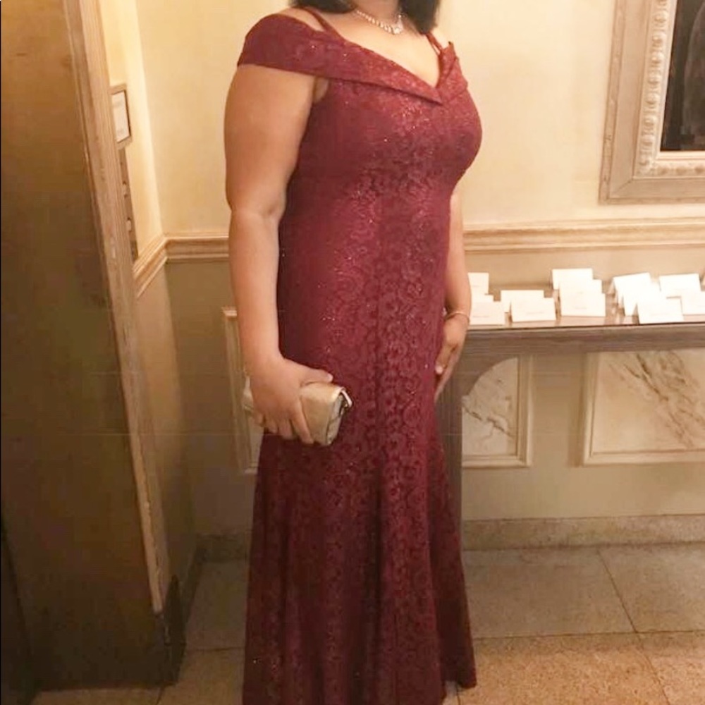 Davids Bridal R &M Richard burgundy/wine dress.